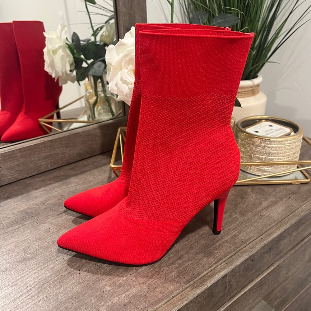 NWOB Brash Red Stiletto Ankle Booties - Size 6.5 (fits like a 6)